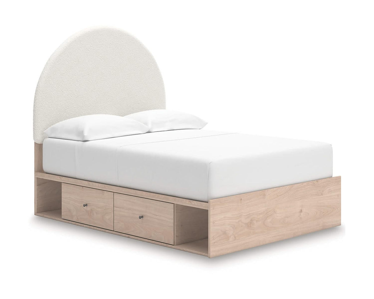 Cama Arloster con paneles tapizados y almacenamiento