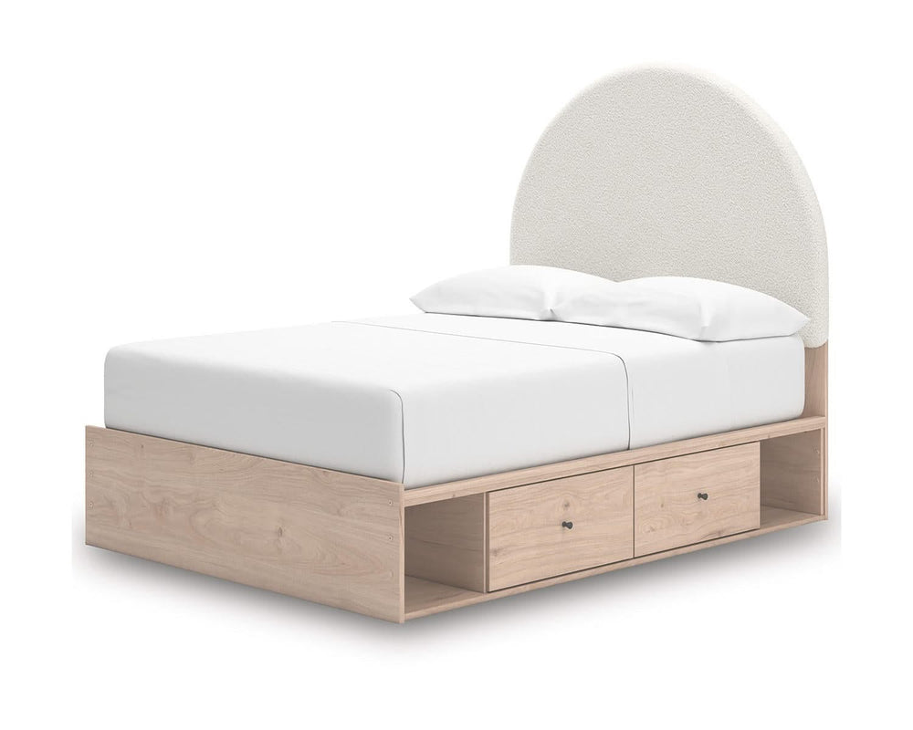 Cama Arloster con paneles tapizados y almacenamiento