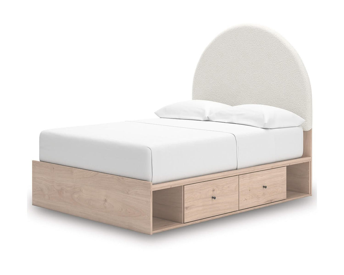 Cama Arloster con paneles tapizados y almacenamiento