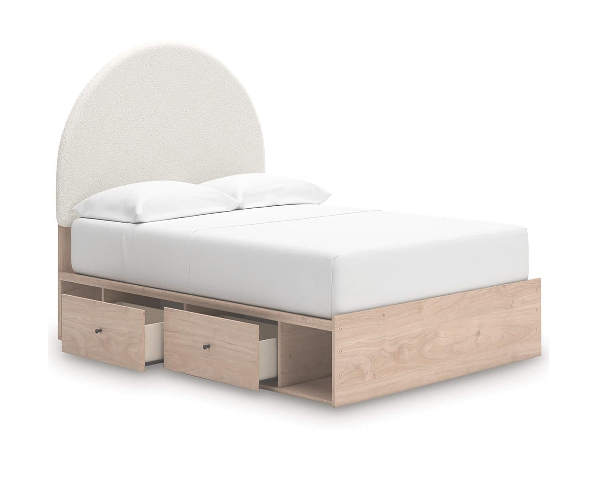 Cama Arloster con paneles tapizados y almacenamiento