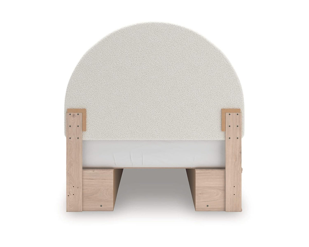 Cama Arloster con paneles tapizados y almacenamiento