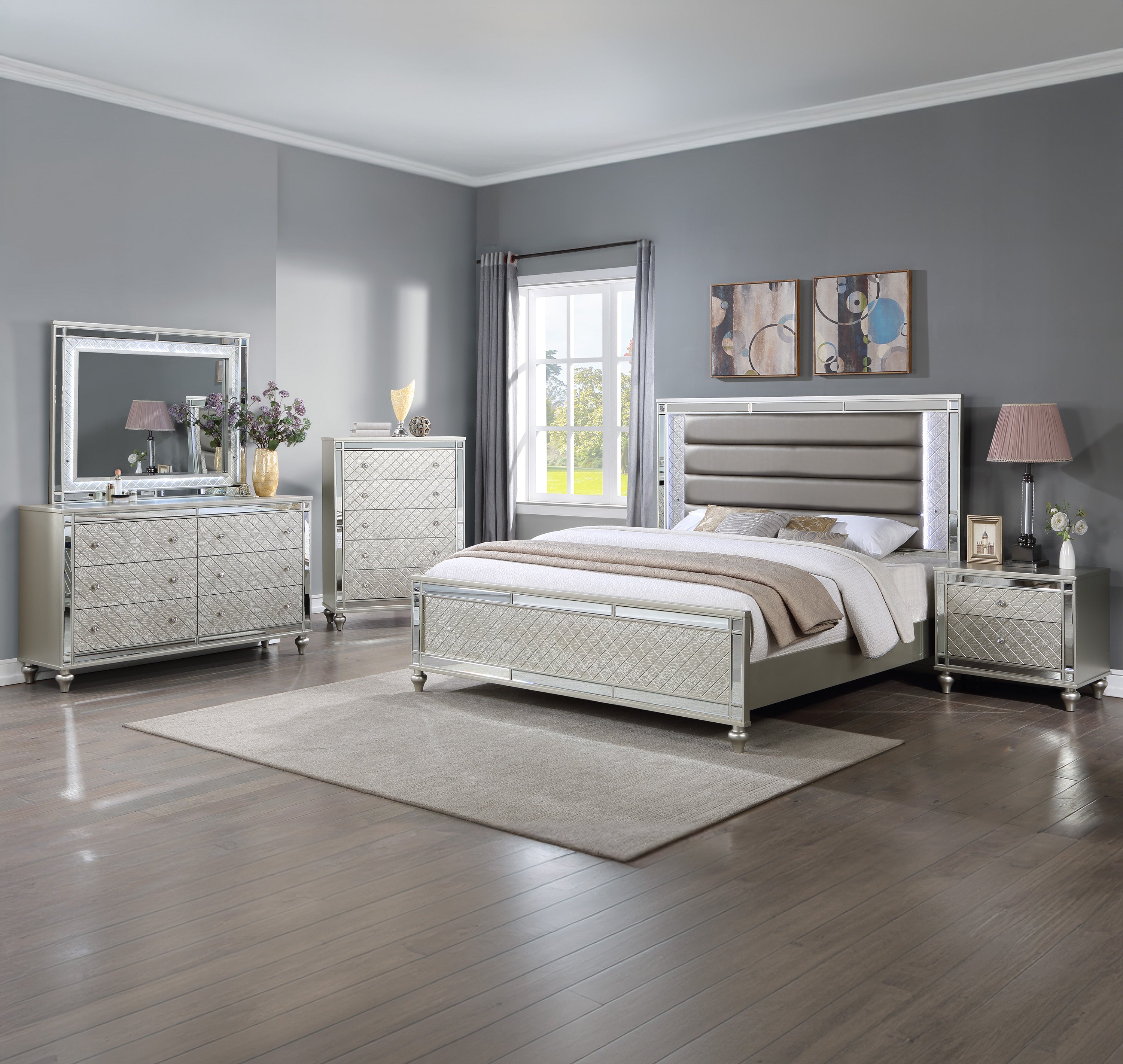 SETB1680 CRISTIAN QUEEN BEDROOM GROUP CHAMPAGNE