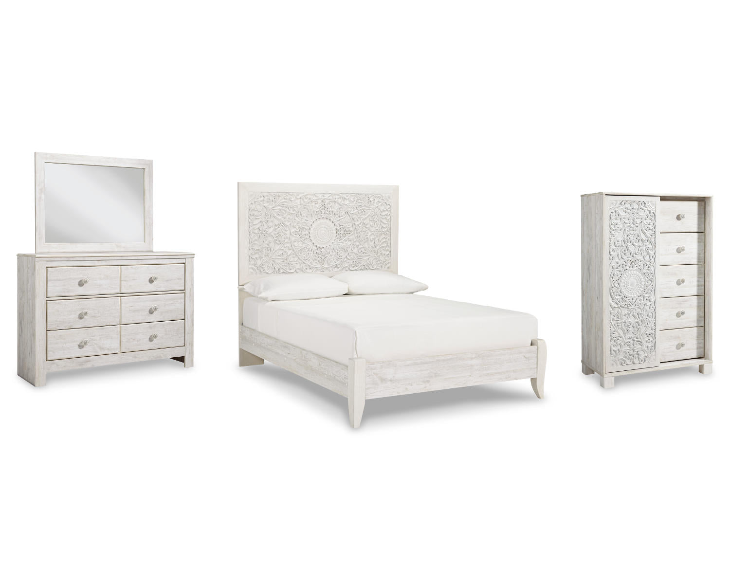 Paxberry Full Panel Bed, Dresser, Mirror and Chest