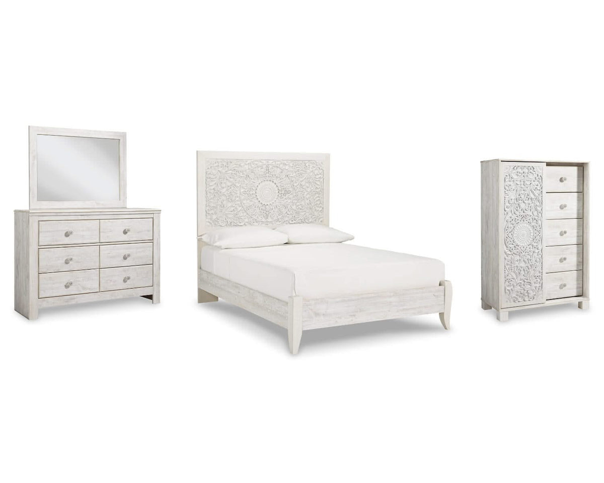 Paxberry Full Panel Bed, Dresser, Mirror and Chest