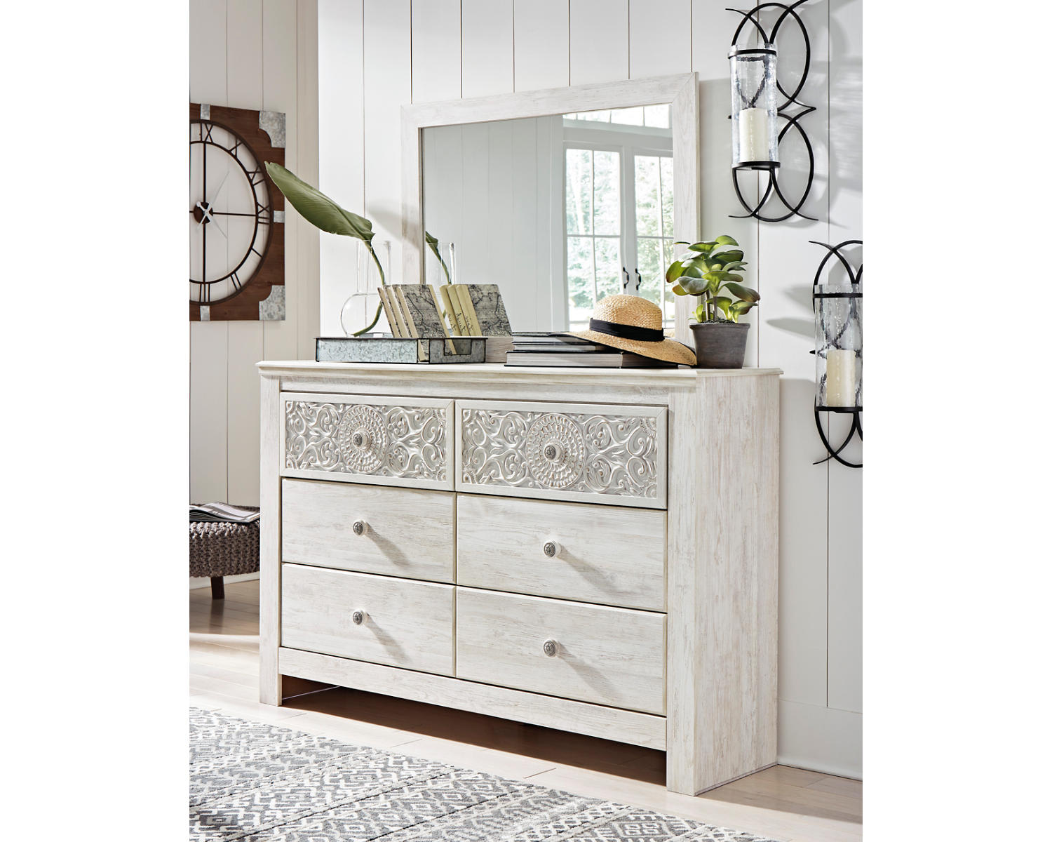 Paxberry King Panel Bed, Dresser, Mirror and Nightstand