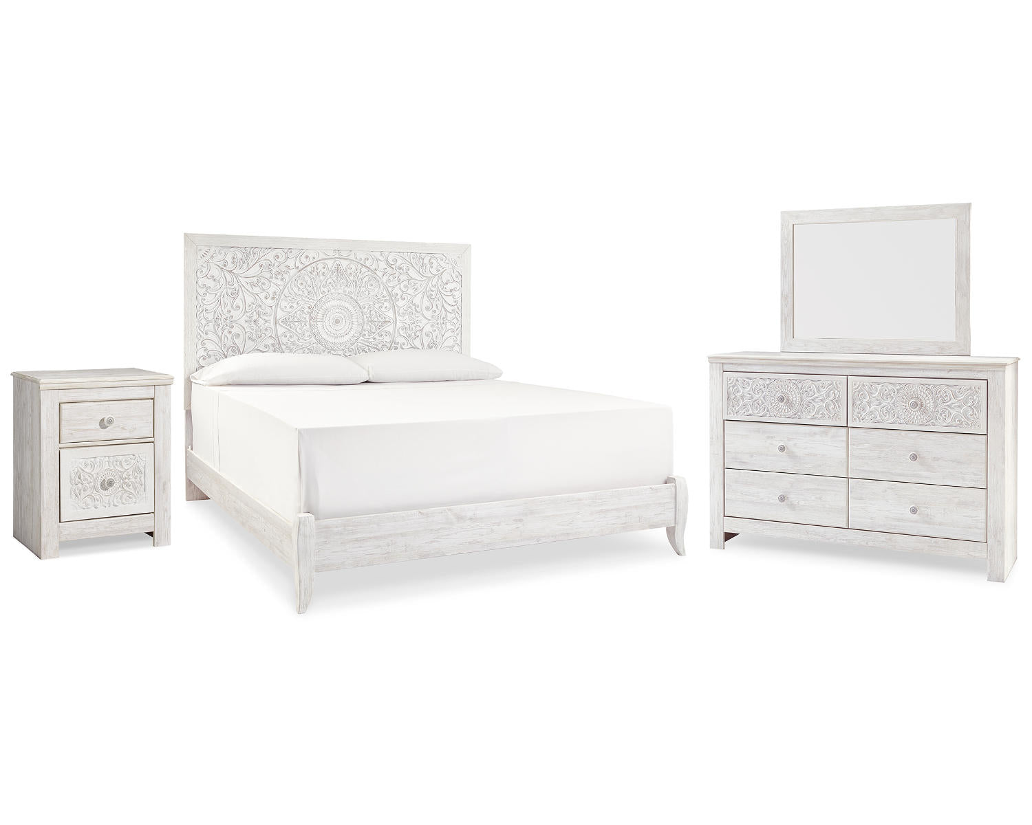 Paxberry King Panel Bed, Dresser, Mirror and Nightstand