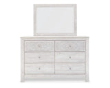 Cama Queen con paneles, tocador y espejo Paxberry