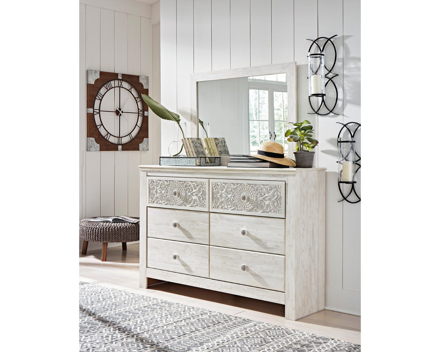 Paxberry King Panel Bed, Dresser, Mirror and Nightstand
