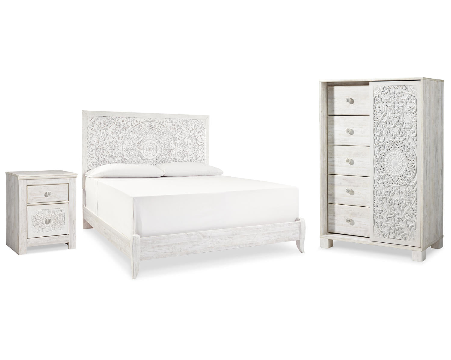 Paxberry King Panel Bed, Chest and Nightstand
