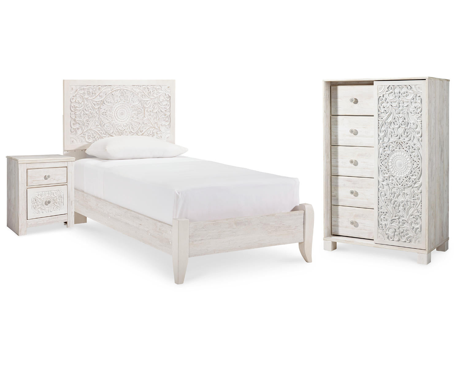 Paxberry Twin Panel Bed, Chest and Nightstand