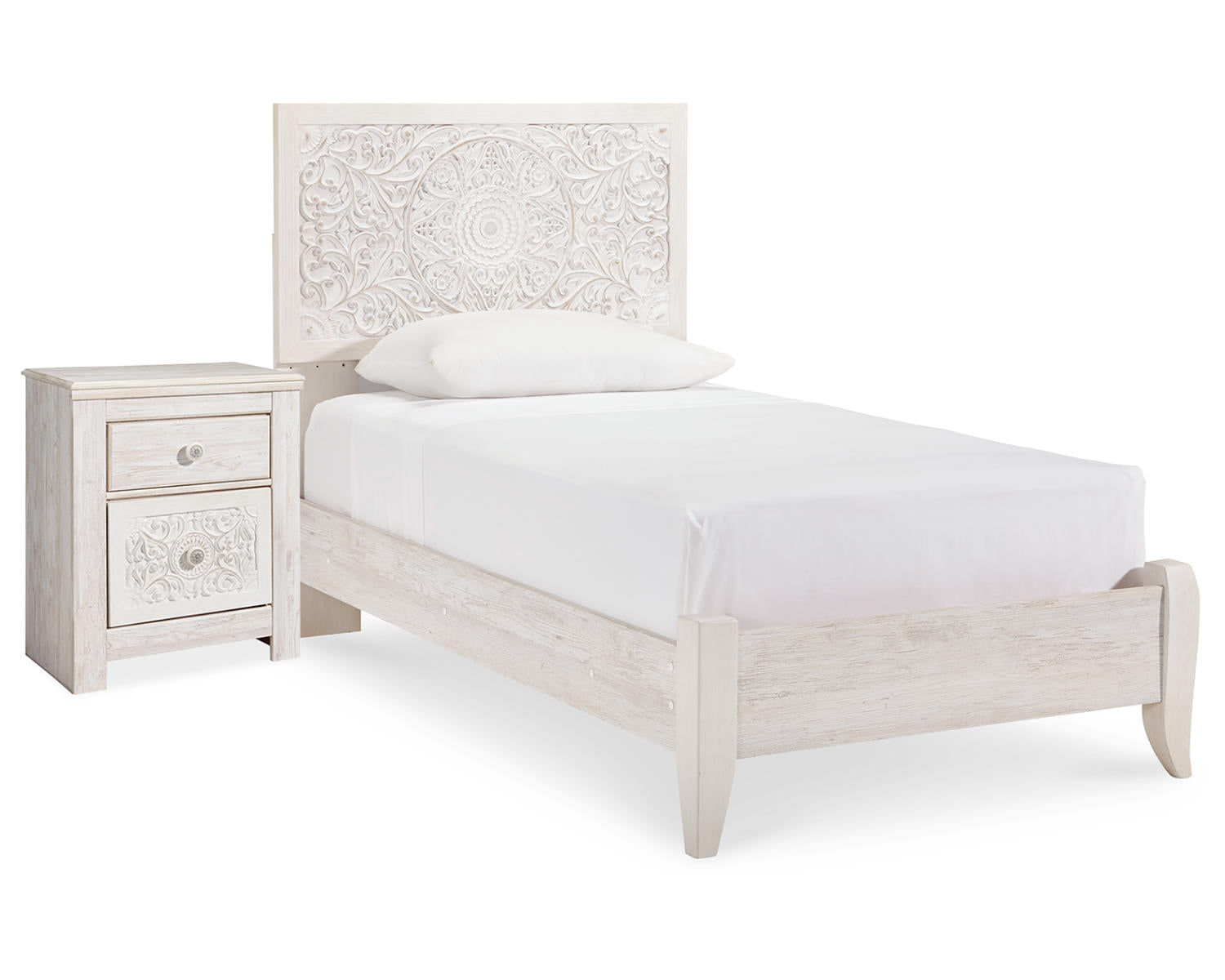 Paxberry Twin Panel Bed and Nightstand