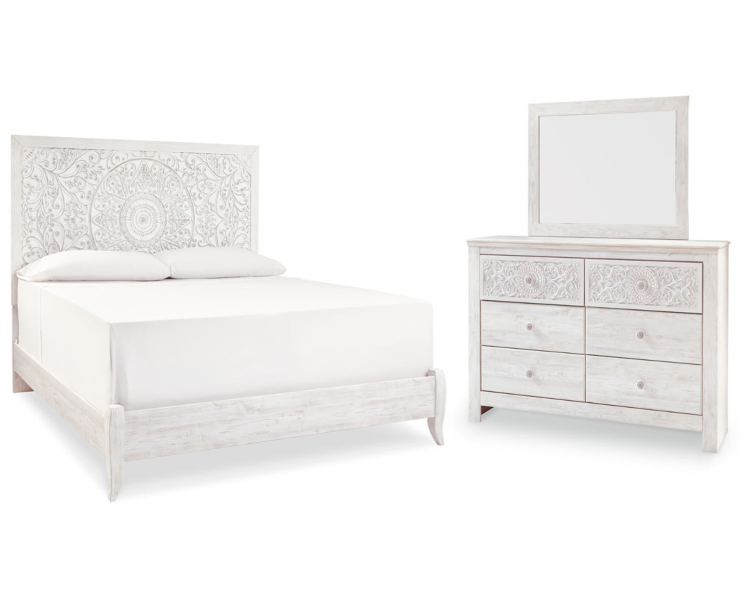 Paxberry King Panel Bed, Dresser and Mirror