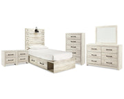 Cambeck Twin Panel Bed with Storage, Dresser, Mirror, Chest and 2 Nightstands