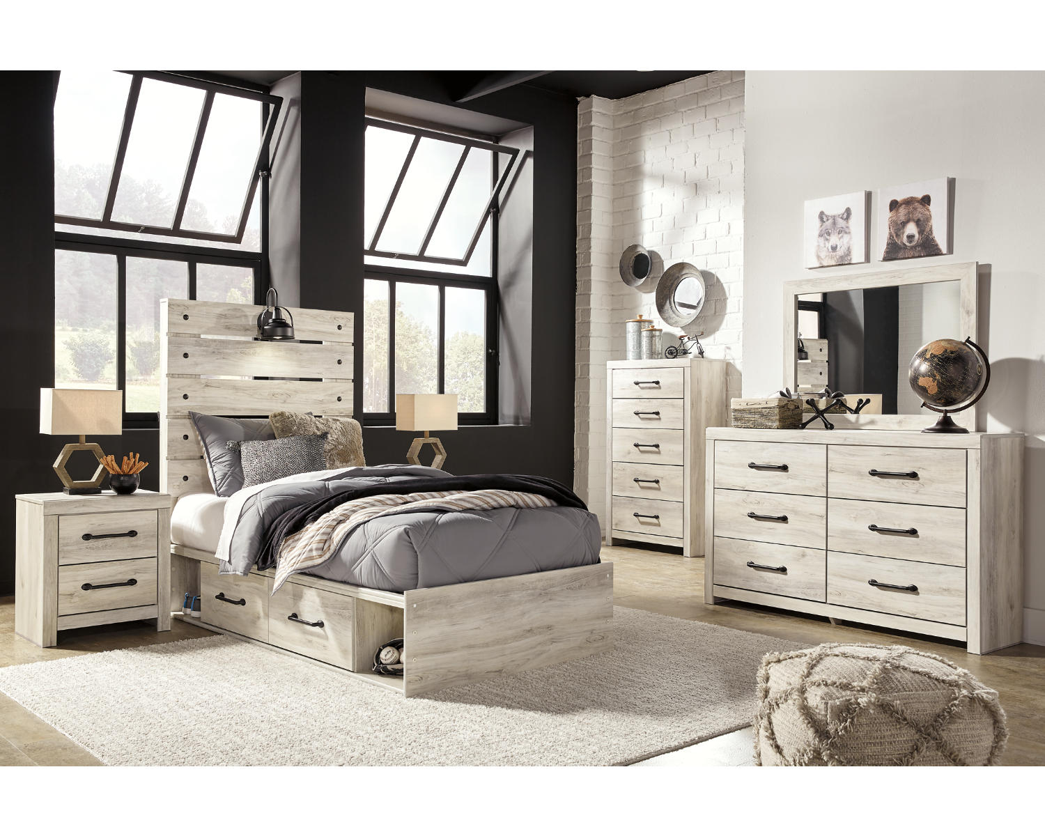 Cambeck Twin Panel Bed with 4 Storage Drawers