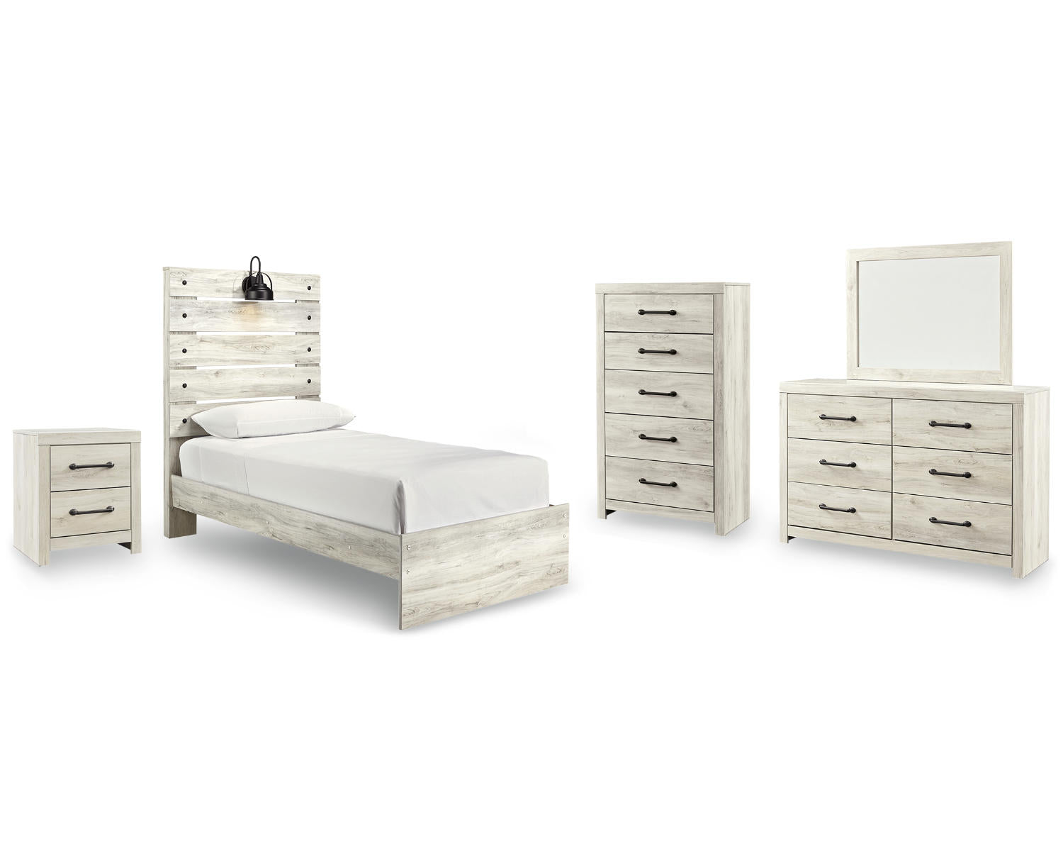 Cambeck Twin Panel Bed, Dresser, Mirror, Chest, and Nightstand