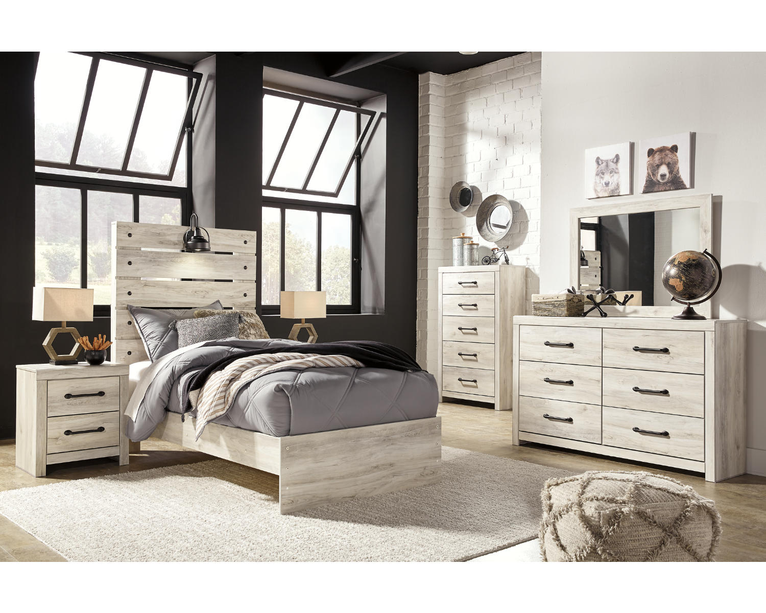 Cambeck Twin Panel Bed, Dresser, Mirror, Chest, and Nightstand