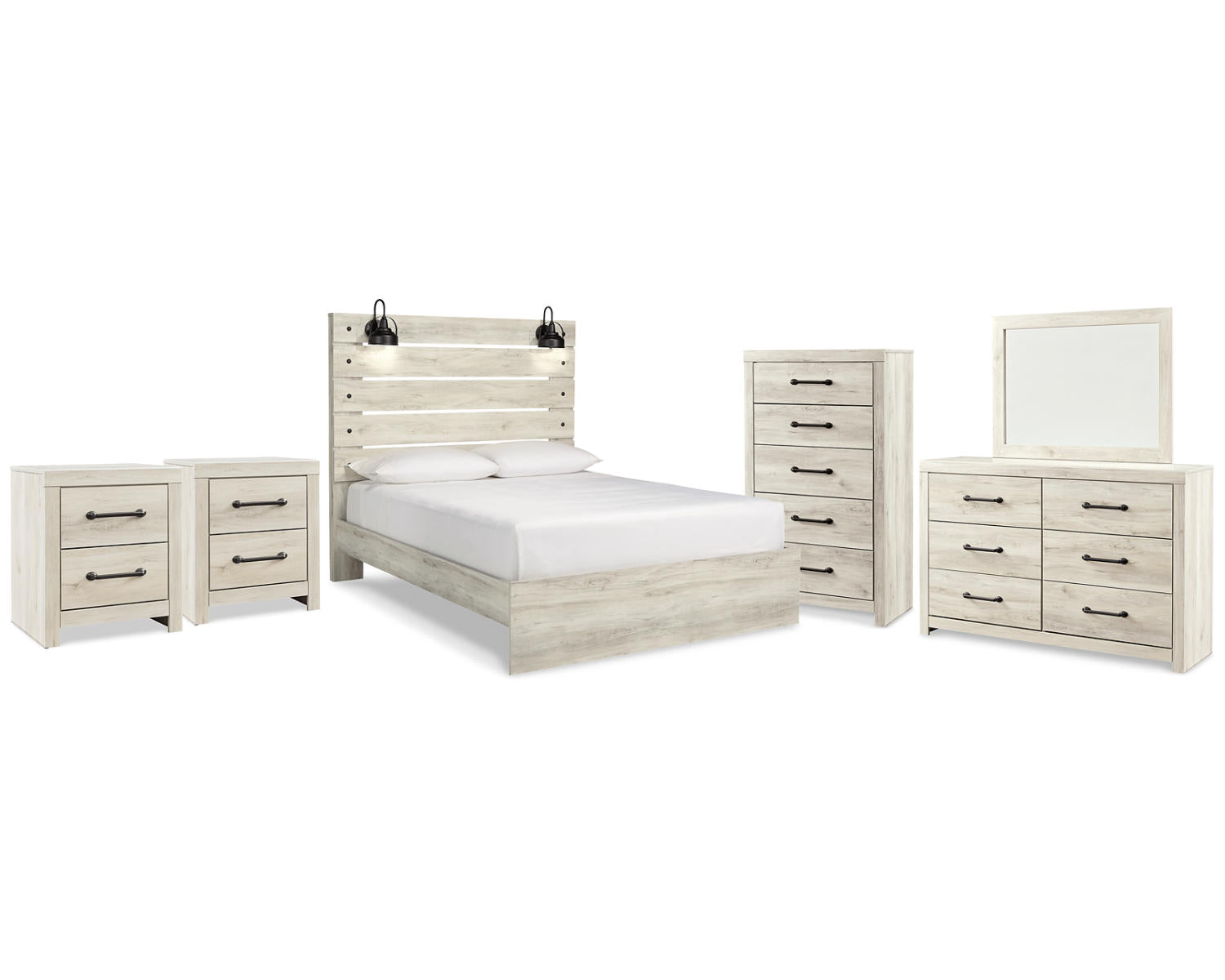 Cambeck Queen Panel Bed, Dresser, Mirror, Chest and 2 Nightstands