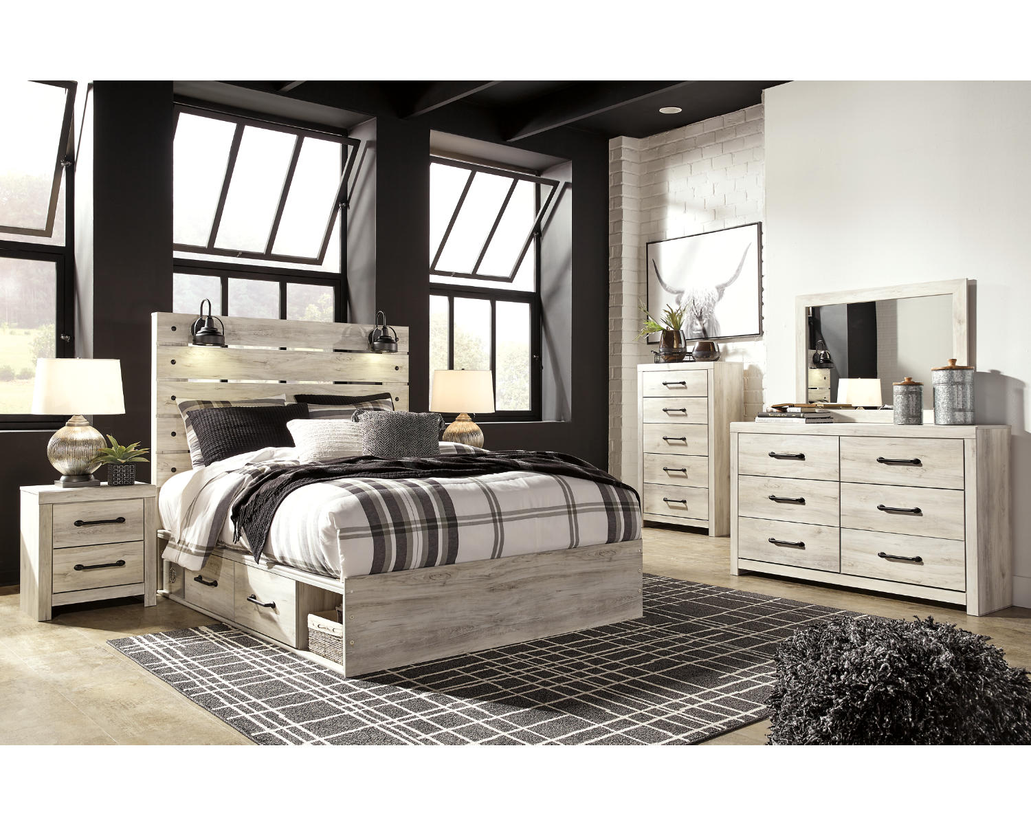 Cambeck Queen Panel Storage Bed, Dresser, Mirror, Chest and 2 Nightstands