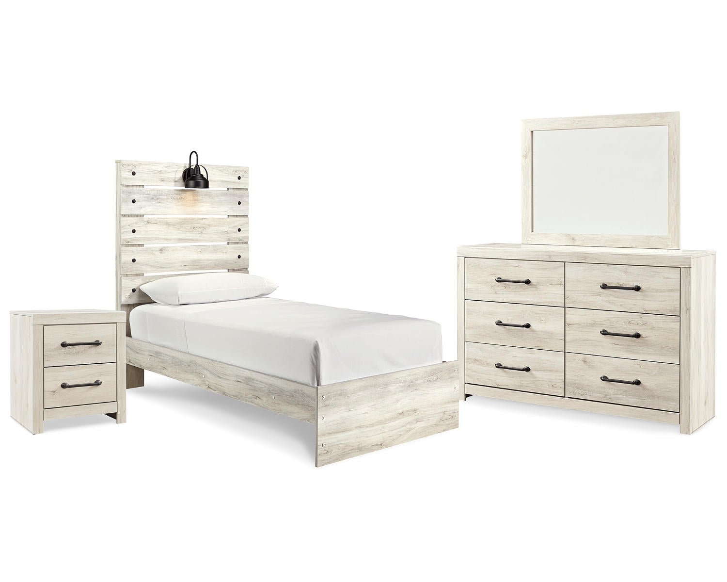 Cambeck Twin Panel Bed, Dresser, Mirror and Nightstand