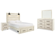 Cambeck Queen Panel Storage Bed, Dresser, Mirror and Nightstand