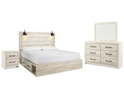 Cambeck King Panel Bed with Storage, Dresser, Mirror and Nightstand