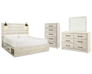 Cambeck King Panel Bed with Storage, Dresser, Mirror and Chest
