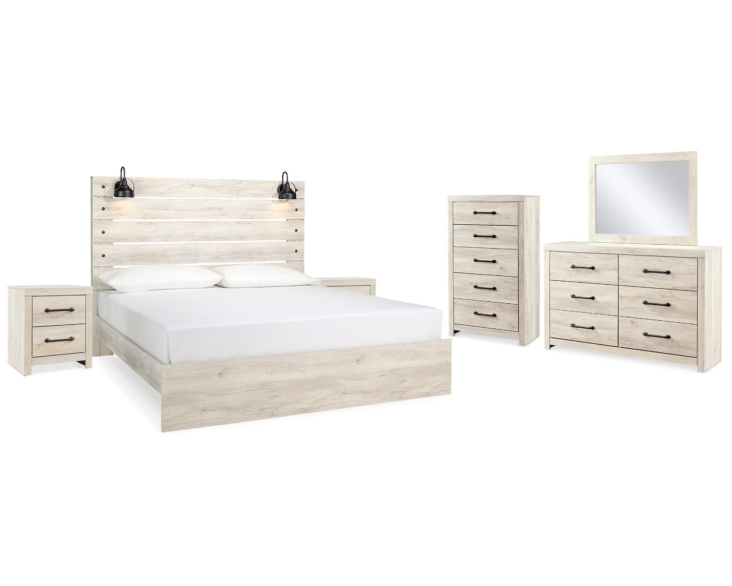 Cambeck King Panel Bed, Dresser, Mirror, Chest and 2 Nightstands