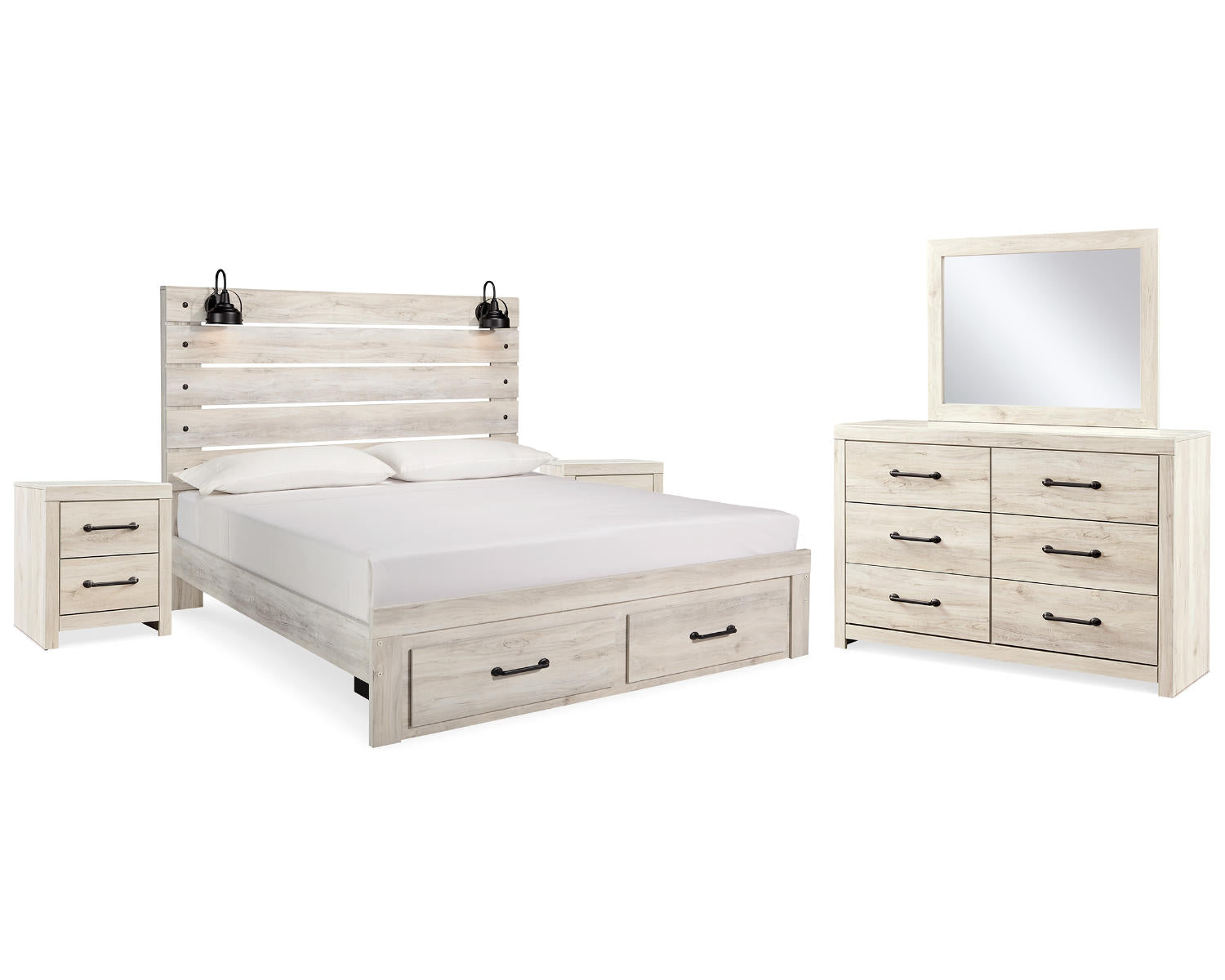 Cambeck King Storage Bed, 2 Dressers, Mirror, and 2 Nightstands