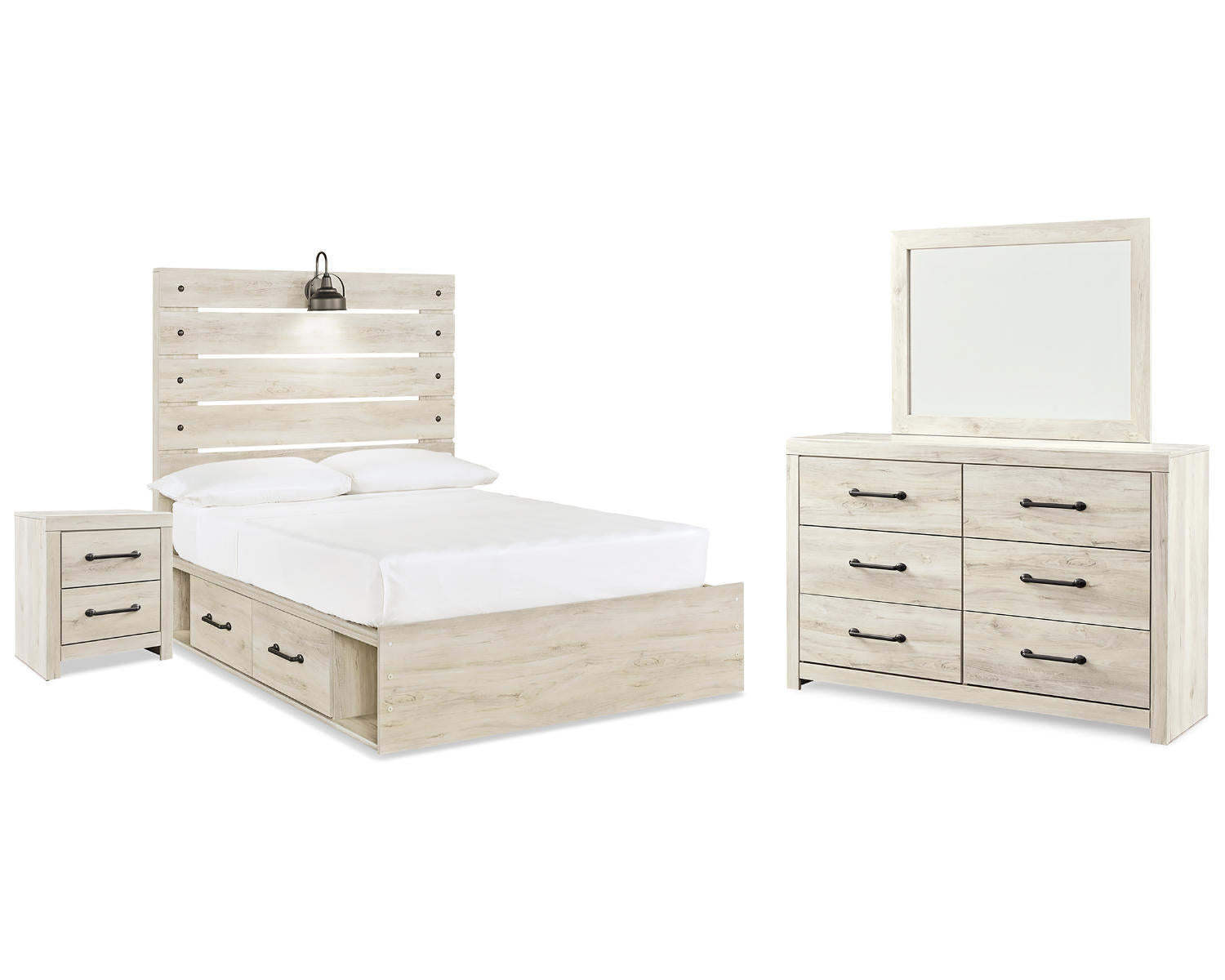 Cambeck Full Panel Storage Bed, Dresser, Mirror and Nightstand