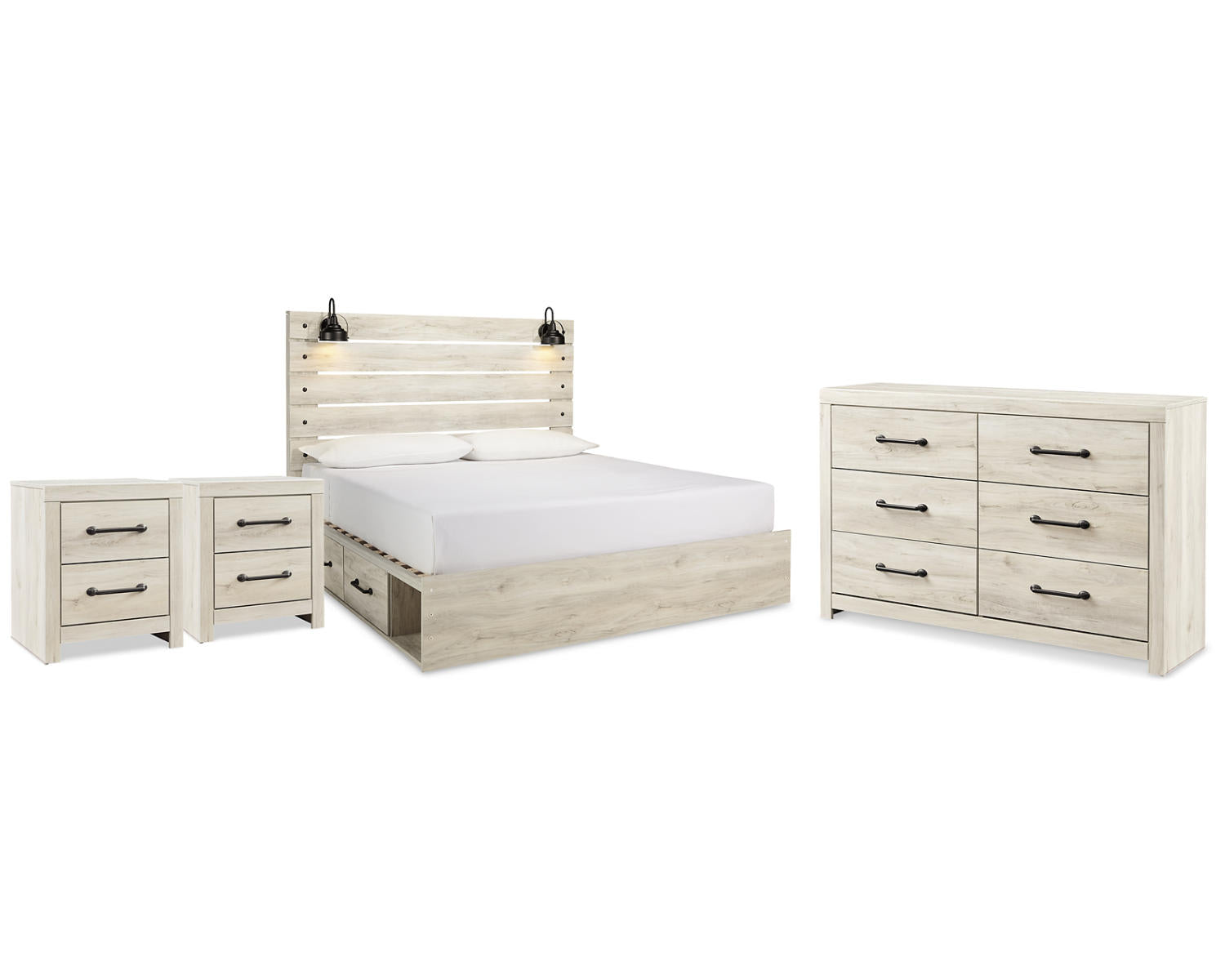 Cambeck King Panel Storage Bed, Dresser and 2 Nightstands