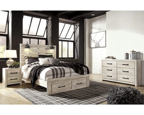 Cama Queen Cambeck con almacenamiento, cómoda y mesita de noche