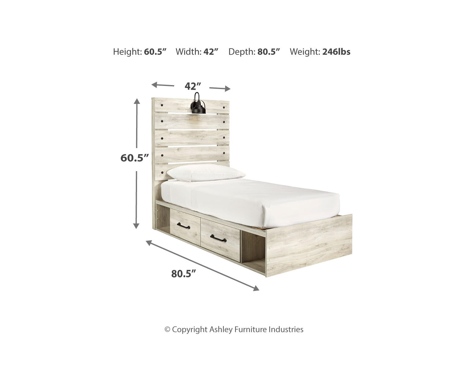 Cambeck Twin Panel Bed with 4 Storage Drawers