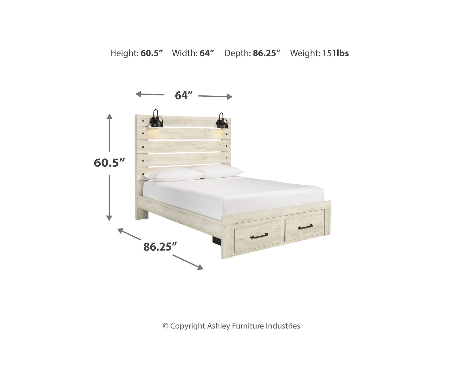 Cambeck Queen Panel Bed with 2 Storage Drawers