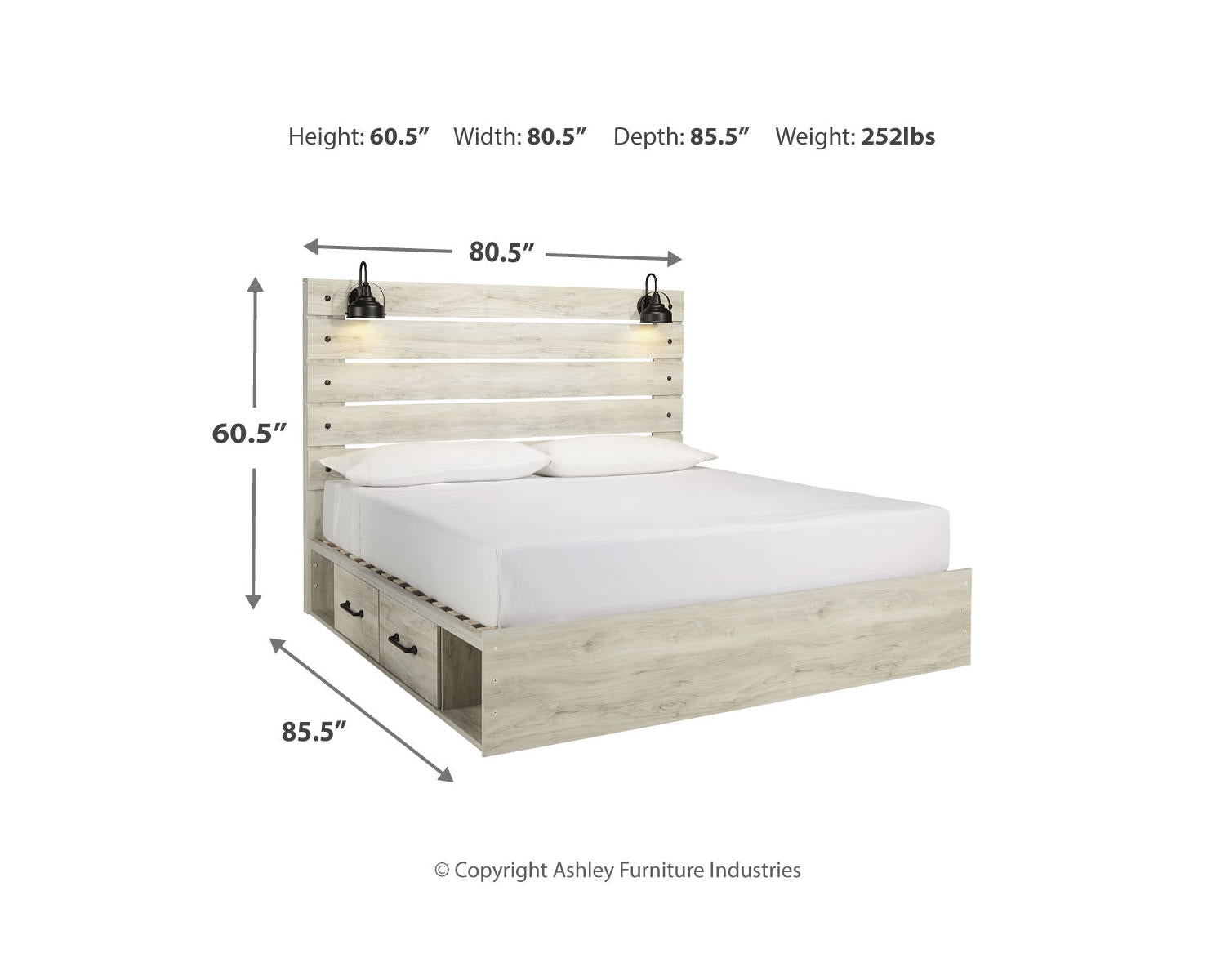 Cambeck King Panel Bed with Storage, Dresser, Mirror and Nightstand