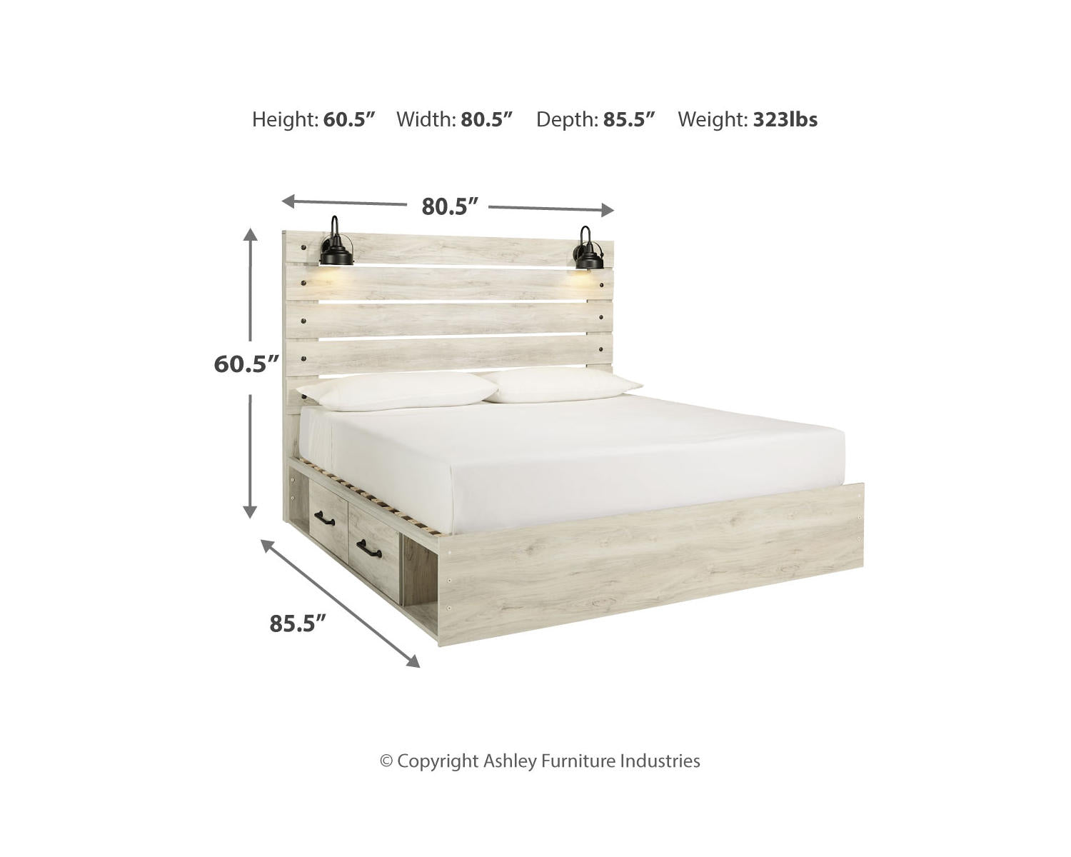 Cambeck King Panel Bed with 4 Storage Drawers