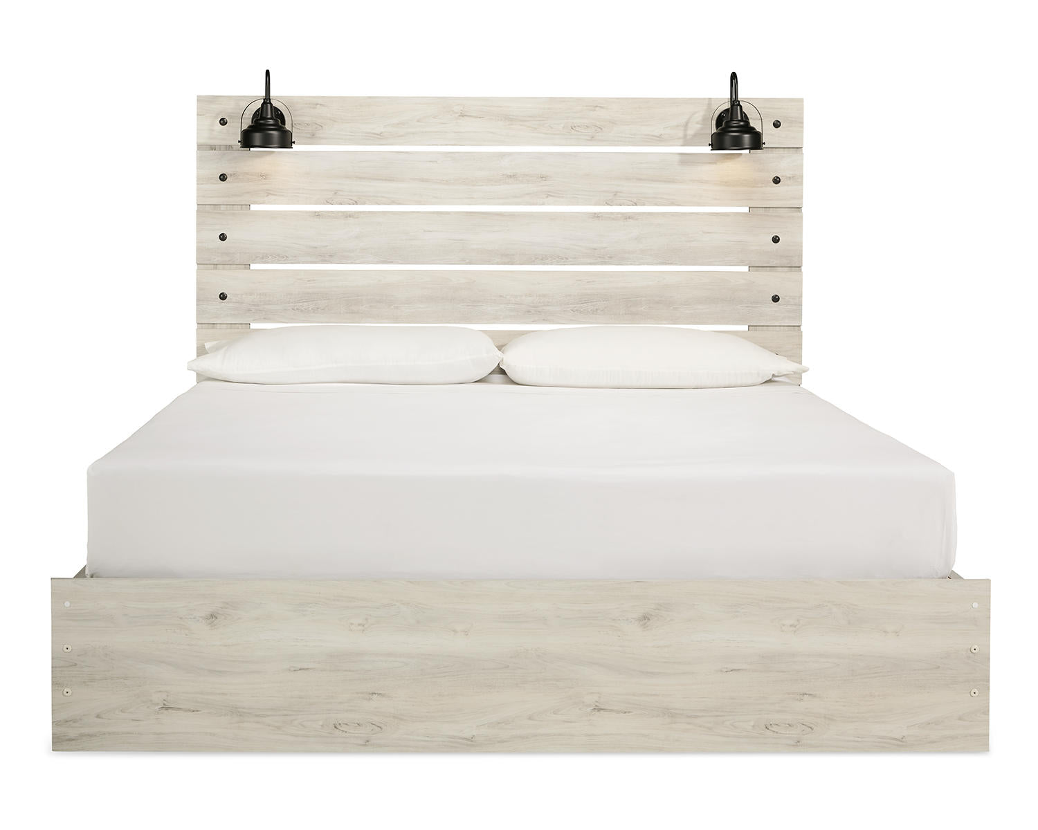Cambeck King Panel Bed with Storage and 2 Nightstands