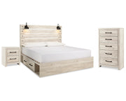 Cambeck King Panel Bed with Storage, Chest and Nightstand