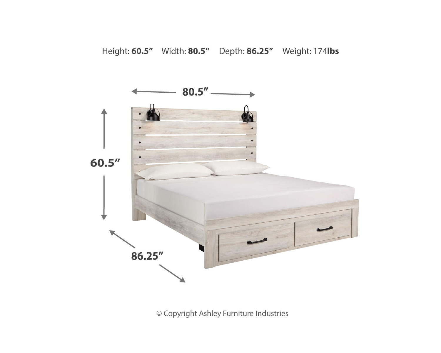 Cambeck King Panel Bed with 2 Storage Drawers