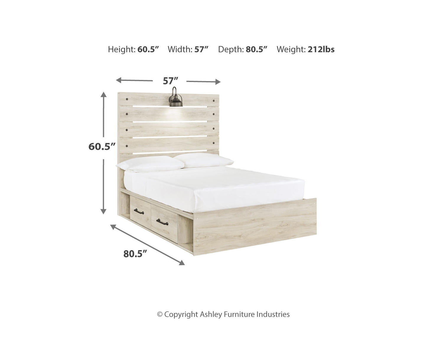 Cambeck Full Panel Bed with 2 Storage Drawers