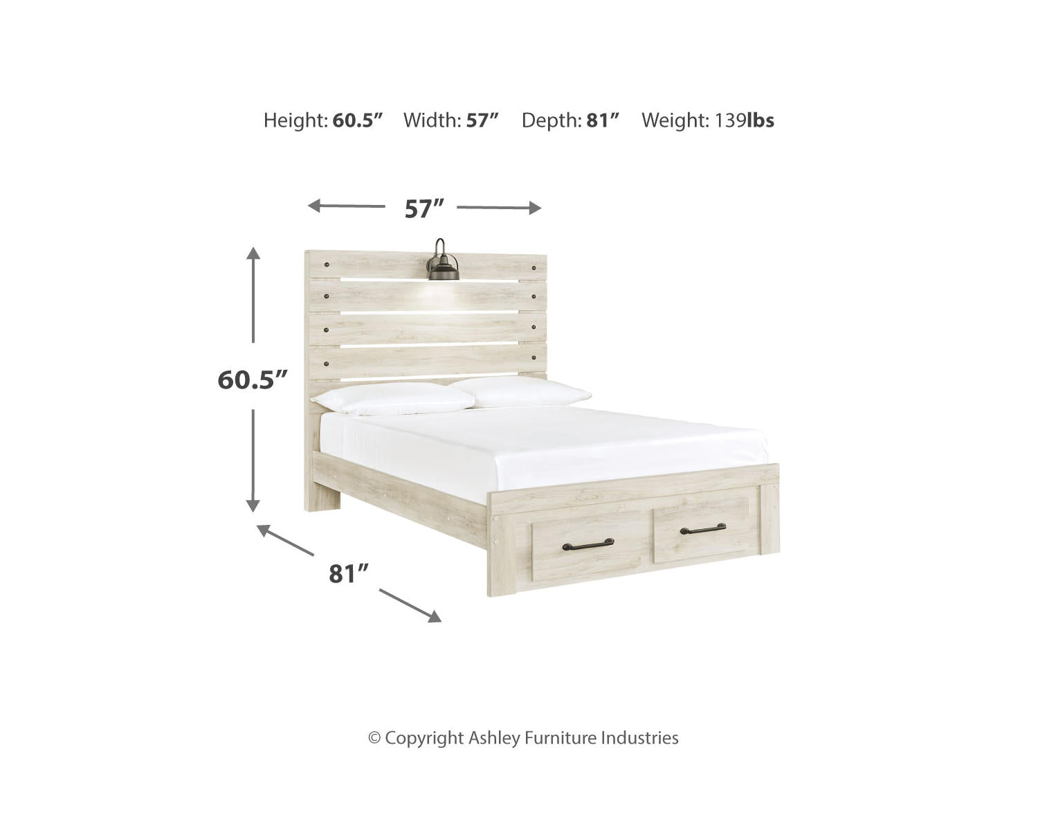Cambeck Full Panel Bed with 2 Storage Drawers