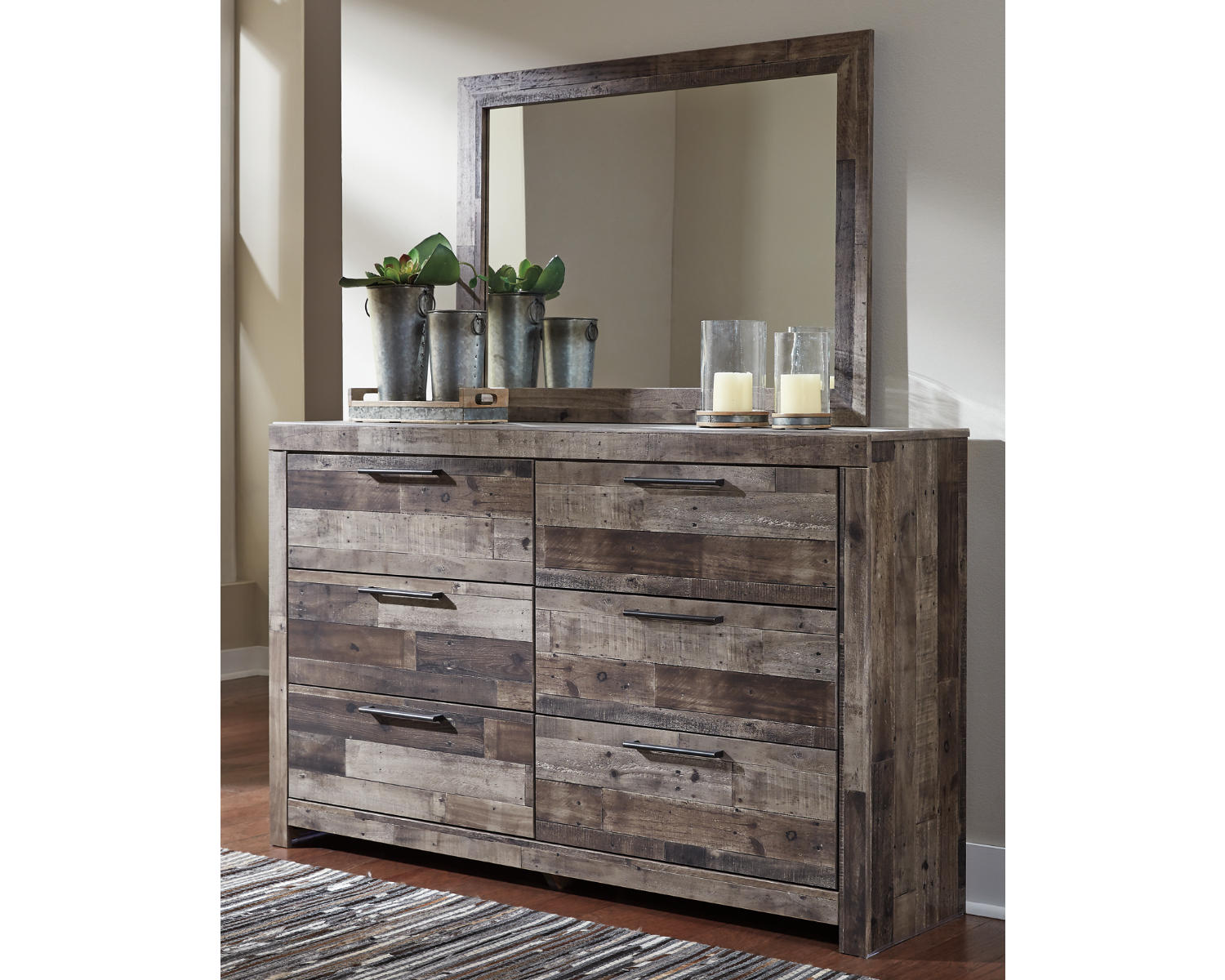 Derekson Queen Storage Bed, Dresser, Mirror, Chest and 2 Nightstands