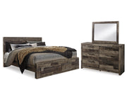 Derekson King Panel Storage Bed, Dresser and Mirror