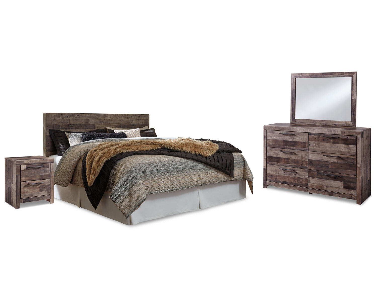 Derekson King Panel Headboard, Dresser, Mirror and Nightstand
