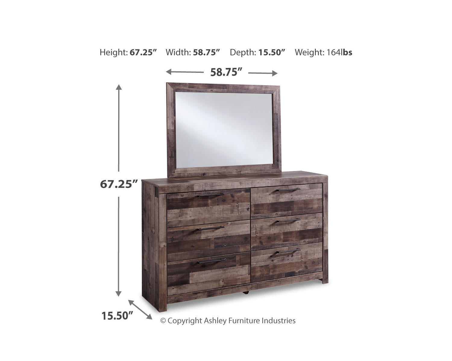 Derekson King Panel Storage Bed, Dresser, Mirror, Chest and 2 Nightstands