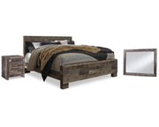 Derekson King Panel Bed, Mirror and Nightstand