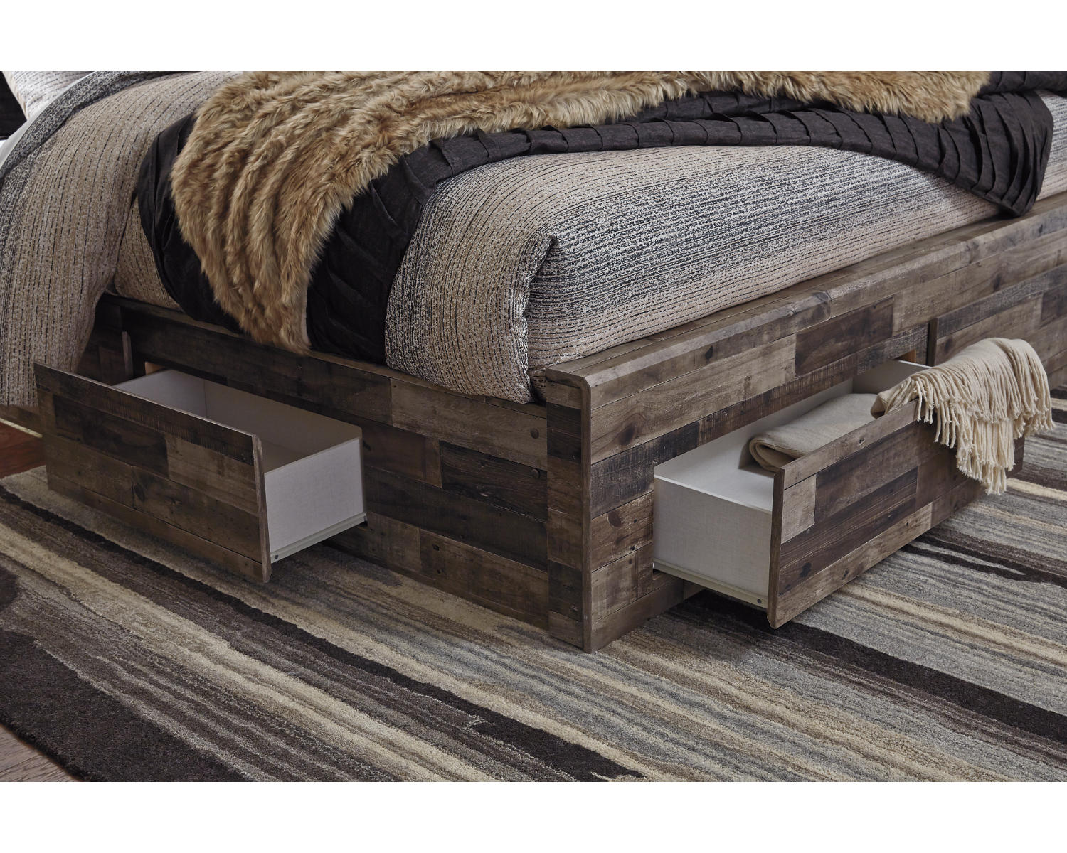 Derekson King Panel Storage Bed, Dresser and Mirror