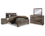 Derekson Queen Bed with Mirrored Dresser and Nightstand