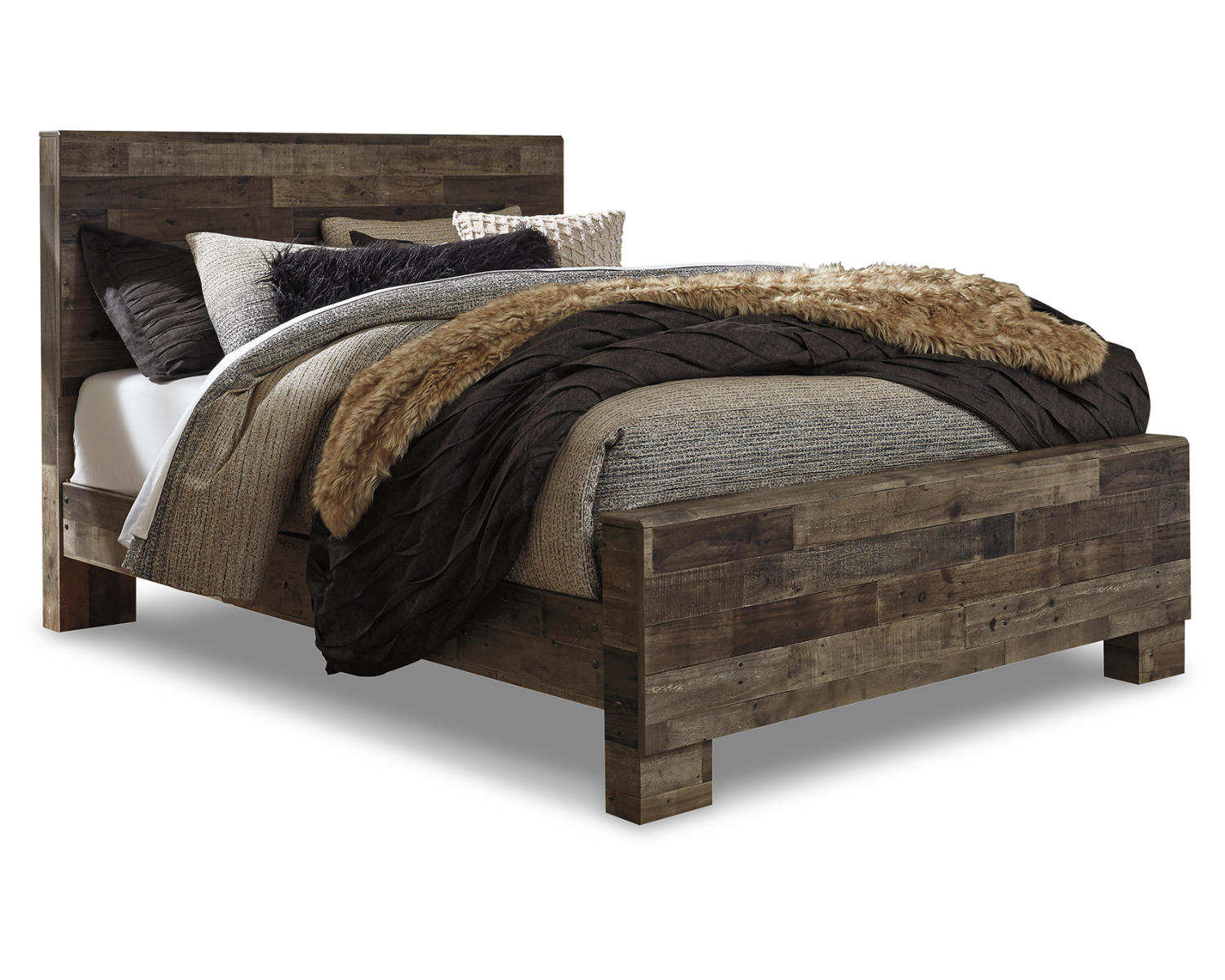 Derekson Queen Bed with Mirrored Dresser and Nightstand