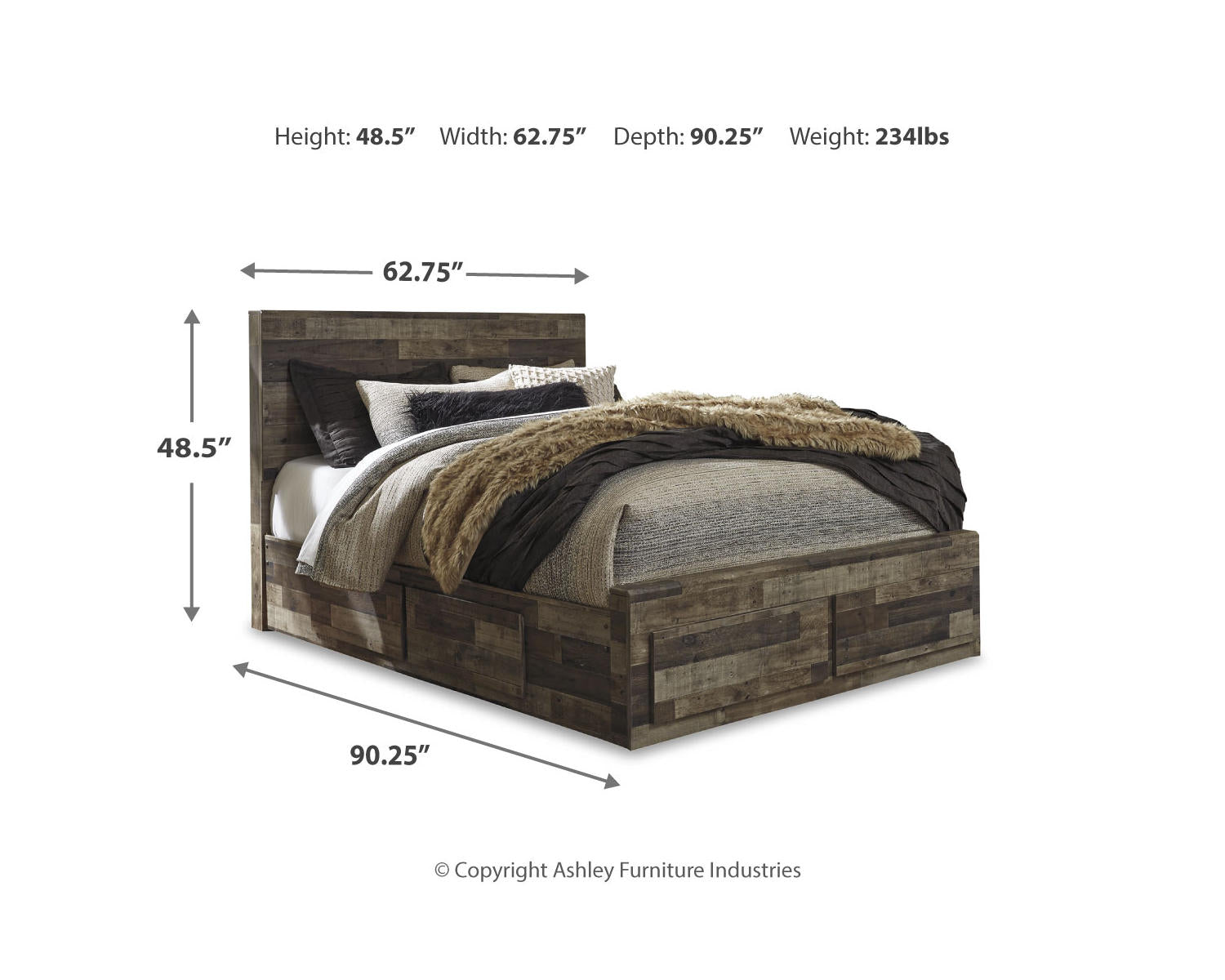 Derekson Queen Panel Bed with 4 Storage Drawers