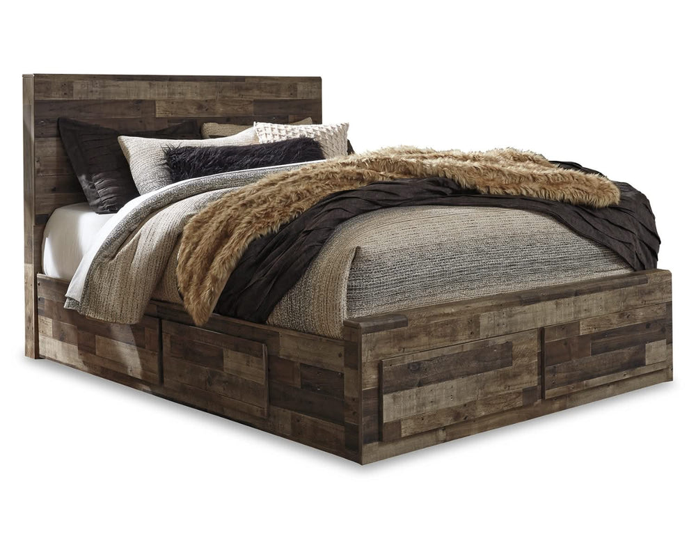 Derekson Queen Panel Storage Bed, Dresser, Mirror and 2 Nightstands